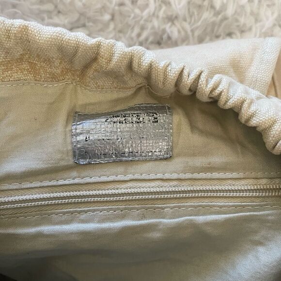 Vintage large canvas & Khaki camel large Backpack silver tone studs & hardwares - Picture 12 of 16